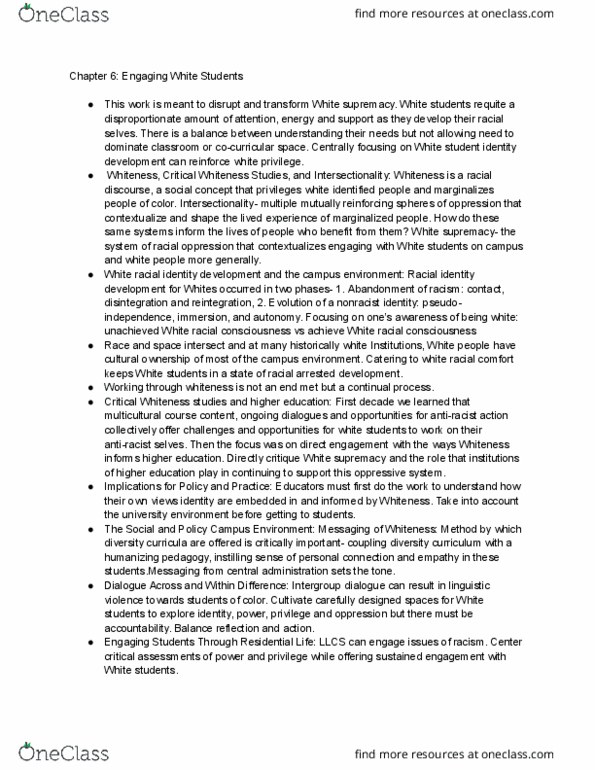 EDUC 1990 Chapter Notes - Chapter 6: Fraternities And Sororities, Institute For Operations Research And The Management Sciences, White Supremacy thumbnail