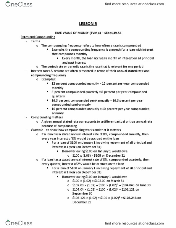 FNAN 303 Lecture Notes - Lecture 5: Compound Interest, Annual Percentage Rate, Accrued Interest thumbnail