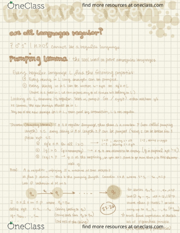 CS 4510 Lecture Notes - Lecture 7: Regular Language, Wok, Statin thumbnail