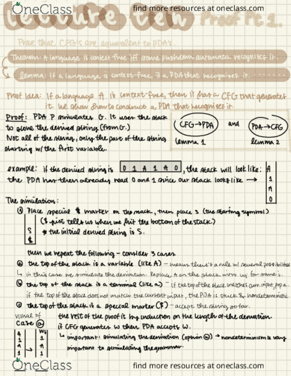 CS 4510 Lecture Notes - Lecture 10: Context-Free Grammar, Context-Free Language, Pome thumbnail