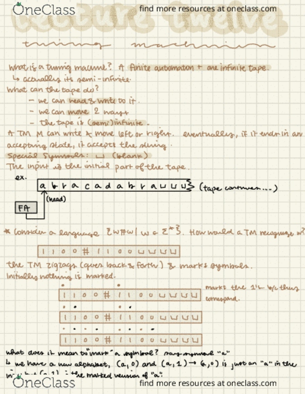 CS 4510 Lecture Notes - Lecture 12: Turing Machine, Init, Tuple thumbnail