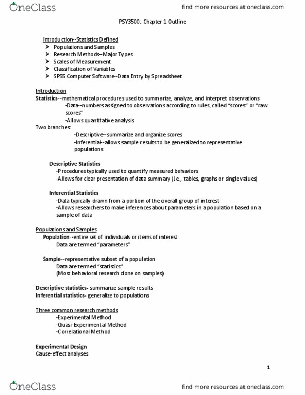 PSYC 3500 Lecture Notes - Lecture 1: Descriptive Statistics, Intelligence Quotient, Decimal Mark thumbnail