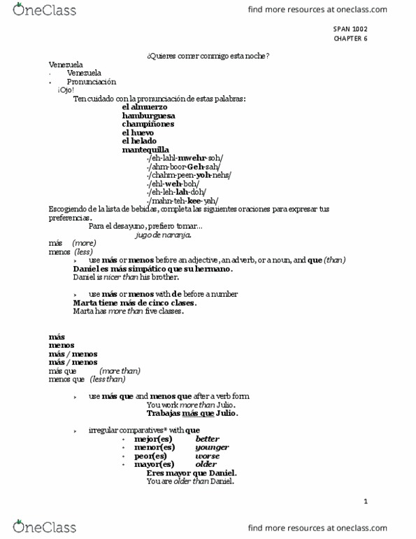 SPAN 1001 Lecture Notes - Lecture 4: Infinitive, Sirocco, Preposition And Postposition thumbnail