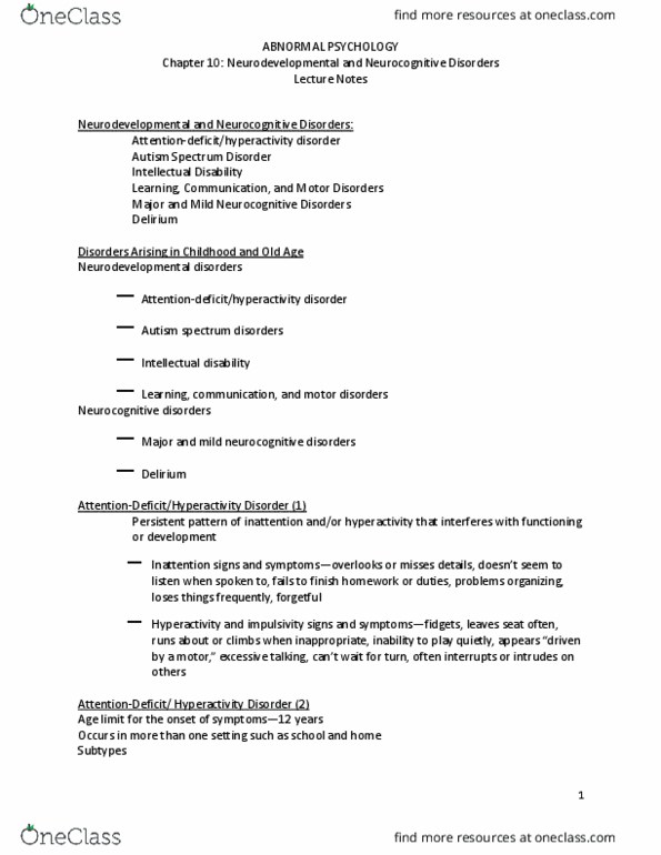 PSYC 3400 Lecture Notes - Lecture 10: Individualized Education Program, Agnosia, Executive Functions thumbnail