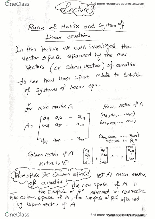 MAT 107 Lecture 9: Rank of matrix and system of linear equations thumbnail