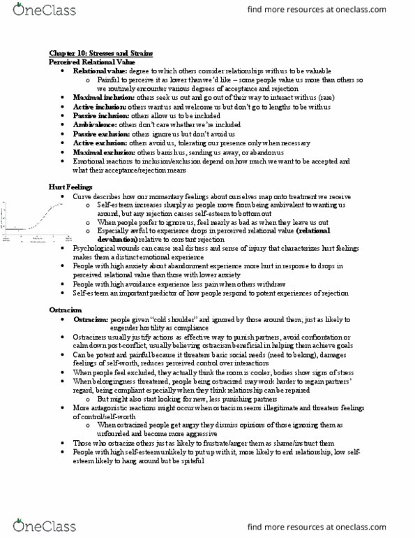 PSYC 443 Chapter Notes - Chapter 10: Psychopathy, Casual Sex, Ostracism thumbnail