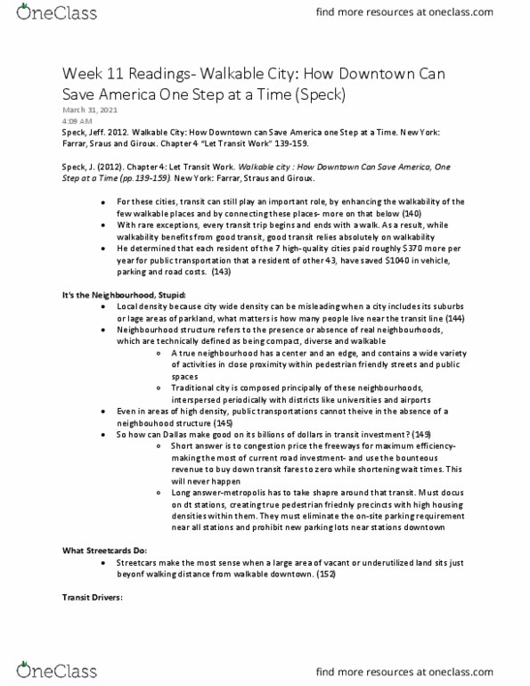 SOCI 4620 Chapter Notes - Chapter 11: America One, Walkability, Upcycling thumbnail