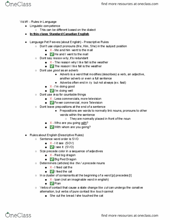 LIN204H5 Lecture Notes - Lecture 2: Canadian English, Magical Creatures In Harry Potter, Adverb thumbnail