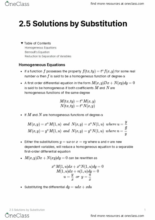 ENGR 213 Lecture Notes - Lecture 5: Homogeneous Function, Integrating Factor, Partial Fraction Decomposition thumbnail