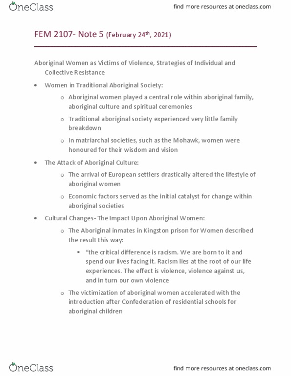 FEM 2107 Lecture Notes - Lecture 5: Fetal Alcohol Spectrum Disorder, Restorative Justice, List Of Sovereign States By Suicide Rate thumbnail