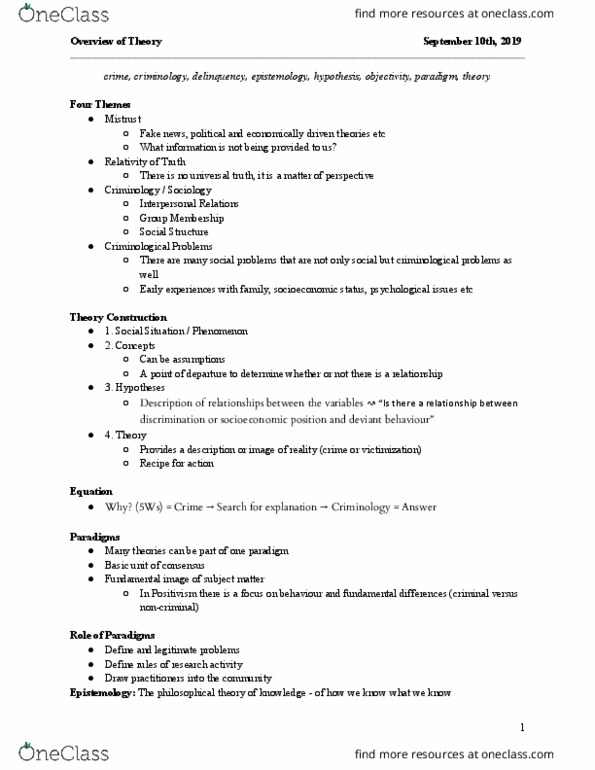 CRM 2301 Lecture Notes - Lecture 1: Essentialism, Fake News, Testability thumbnail