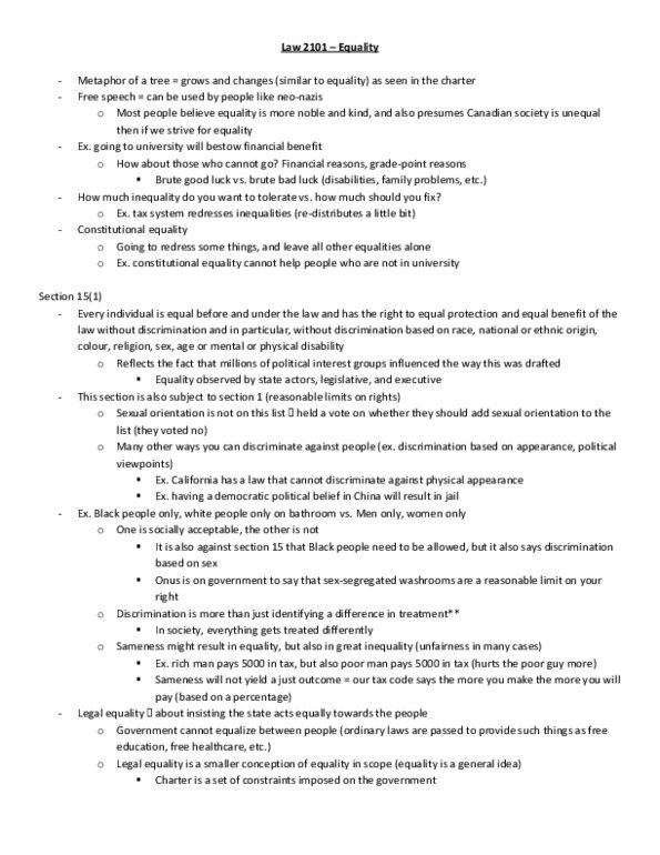 Law 2101 Lecture : Charter Lecture on Equality thumbnail