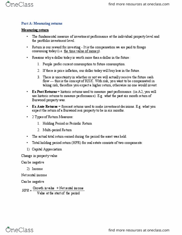 MMP321 Lecture Notes - Lecture 4: Financial Risk, Investment, Weighted Arithmetic Mean thumbnail