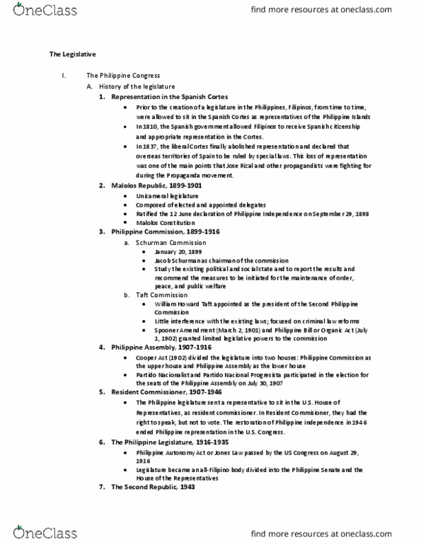 POLITICAL SCIENCE Lecture Notes - Lecture 7: Antipolo, Concurrent Resolution, Jv Ejercito thumbnail