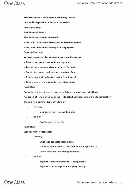 BEO2000 Lecture Notes - Lecture 11: Tier 2 Capital, Retained Earnings, Financial Institution thumbnail