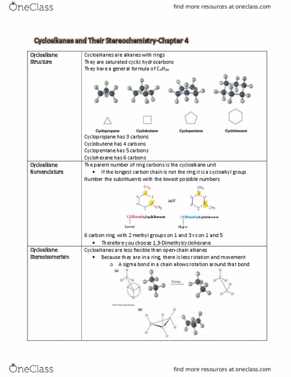 CHM136H1 Lecture Notes - Lecture 4: Cycloalkane, Cyclobutene, Sigma Bond thumbnail