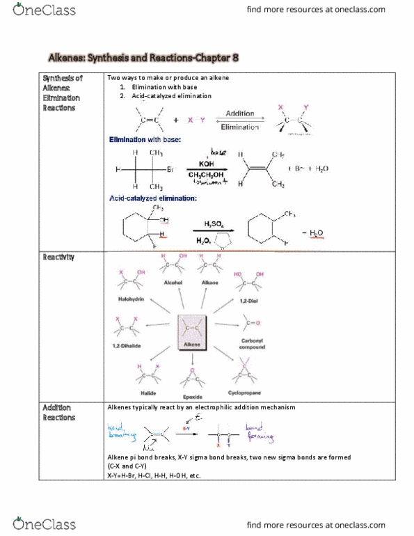 CHM136H1 Lecture Notes - Lecture 8: Sigma Bond, Electrophilic Addition, Alkene thumbnail