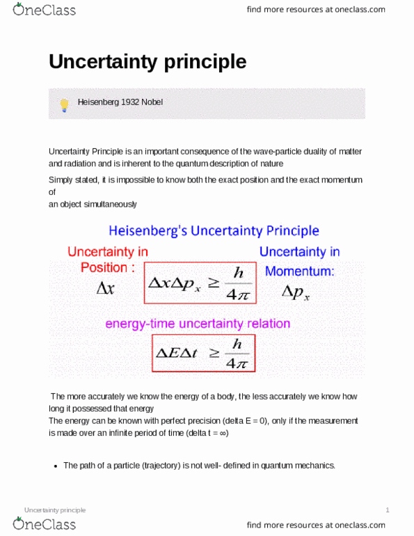 ENGINEERING PHYSICS Lecture Notes - Lecture 7: Uncertainty Principle thumbnail