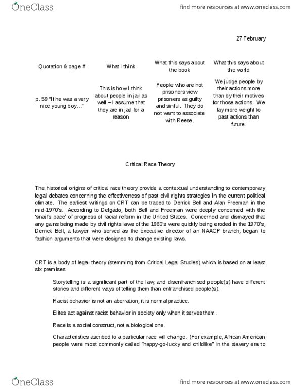 E 405 Lecture Notes - Alan Freeman, Critical Legal Studies thumbnail