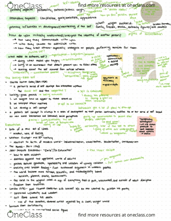 SOCI 4971 Lecture Notes - Lecture 1: Thomas Chatterton, Romantic Hero, Consumerism thumbnail