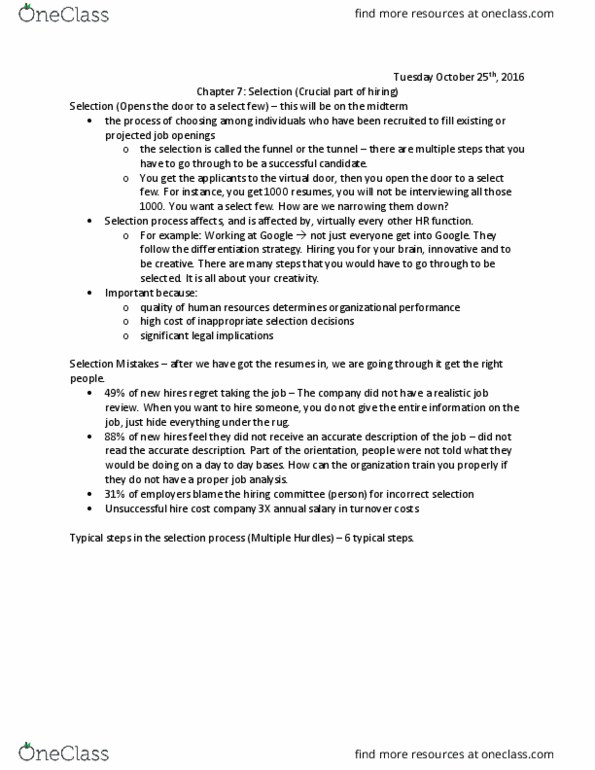 SOCSCI 2HR3 Lecture Notes - Lecture 6: Job Analysis, Job Performance, W. M. Keck Observatory thumbnail