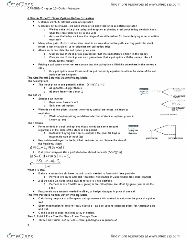 FIN 501 Chapter Notes - Chapter 15: Option Style, Call Option, Strike Price thumbnail