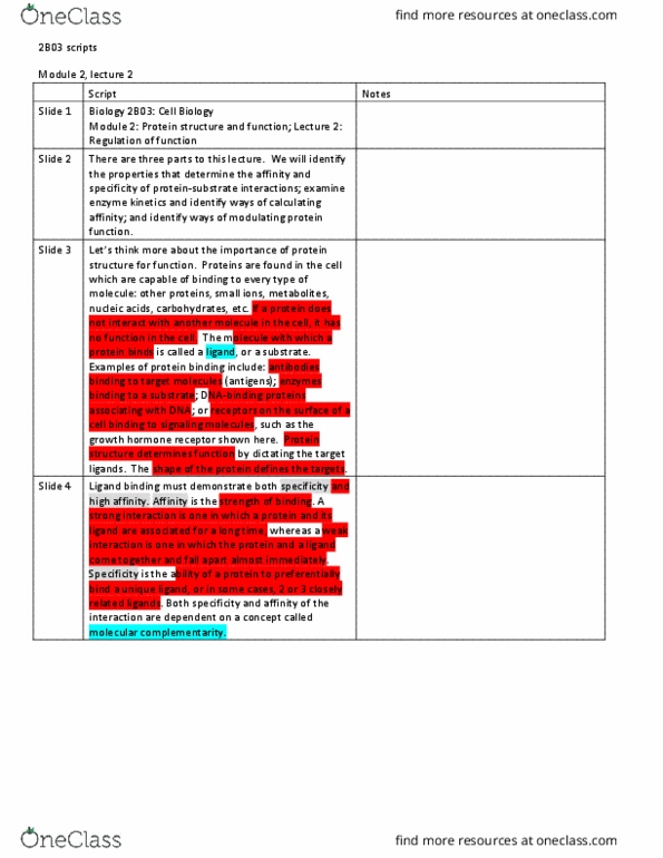 KINESIOL 2Y03 Lecture Notes - Lecture 4: Enzyme Kinetics, Weak Interaction, Antibody thumbnail