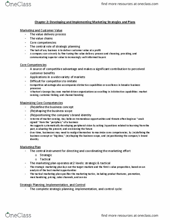 MKTG 471 Lecture Notes - Lecture 2: Channel Bonding, Peripheral Vision, Competitive Advantage thumbnail