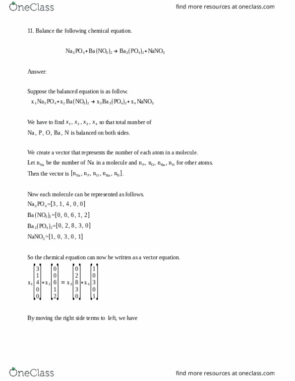 MATH 3A Chapter Notes - Chapter 1: Chemical Equation, Row Echelon Form, Free Variables And Bound Variables thumbnail