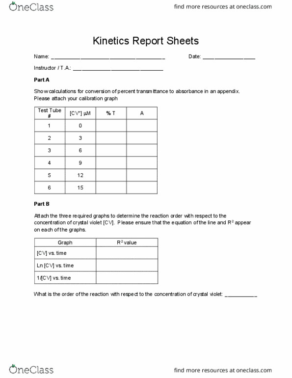 CHY 113 Chapter 3: Kinetics Report Sheets S2021 thumbnail
