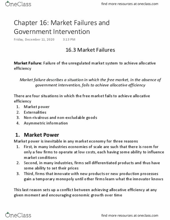ECON 208 Lecture Notes - Lecture 1: Market Failure, Allocative Efficiency, Market Power thumbnail