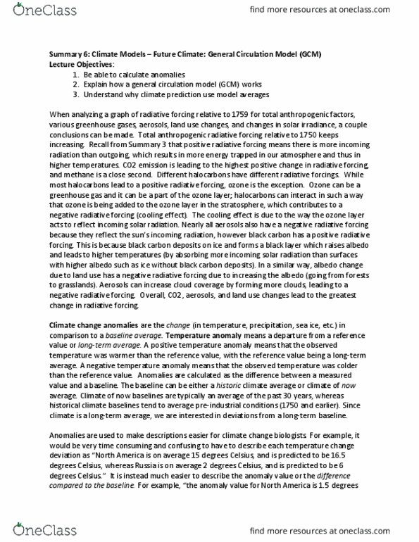 ENVS 3010 Lecture Notes - Lecture 6: General Circulation Model, Radiative Forcing, Black Carbon thumbnail