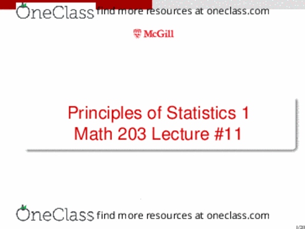 MATH 203 Lecture Notes - Set Notation, Sample Space, Disjoint Sets thumbnail