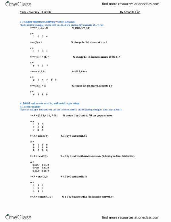 ITEC 2600 Lecture Notes - Lecture 2: Row And Column Vectors, Matrix Multiplication, Invertible Matrix thumbnail