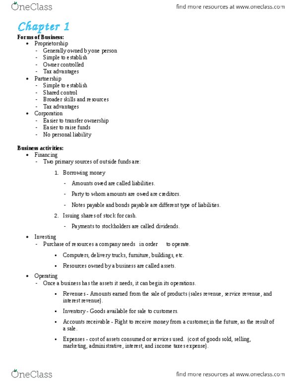 ACCT 2001 Study Guide - Winter 2014, Final - Accounts Payable, Net