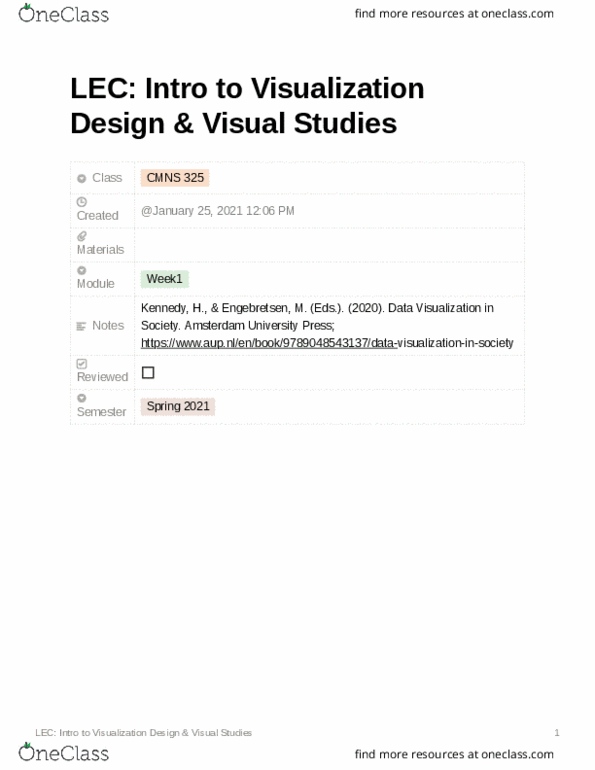 CMNS 325 Lecture Notes - Lecture 1: University Of Amsterdam, Data Visualization thumbnail