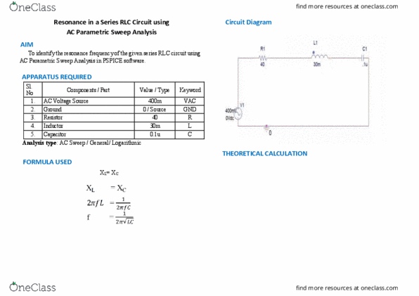 EEE1024 Lecture Notes - Lecture 1: Rlc Circuit, Orcad, Circuit Diagram thumbnail