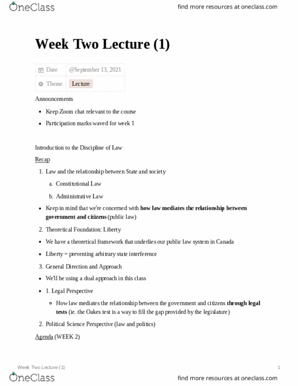 POLSCI 3CL3 Lecture Notes - Lecture 3: Legal Tests, Liberal Democracy, Stillbirth thumbnail