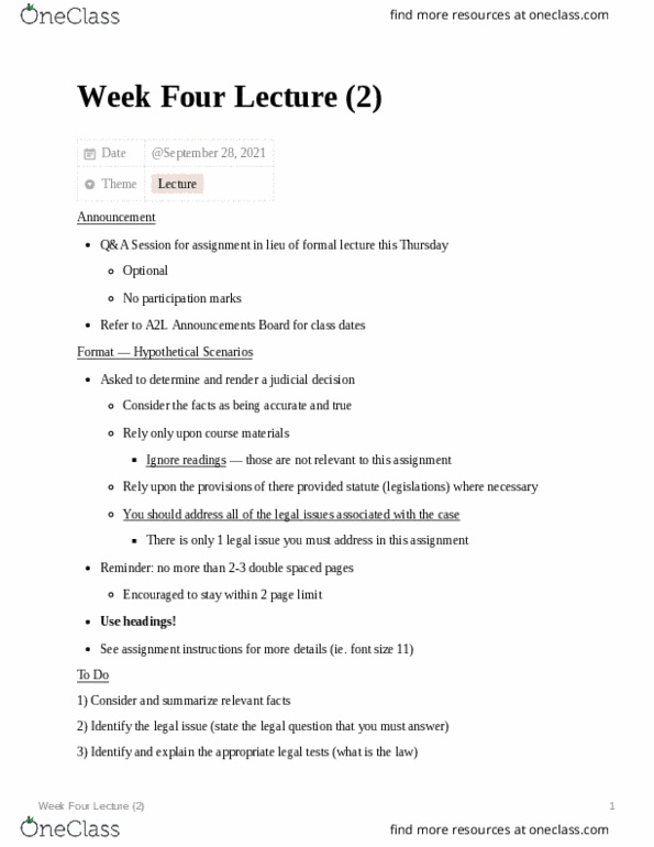 POLSCI 3CL3 Lecture Notes - Lecture 10: Legal Tests thumbnail