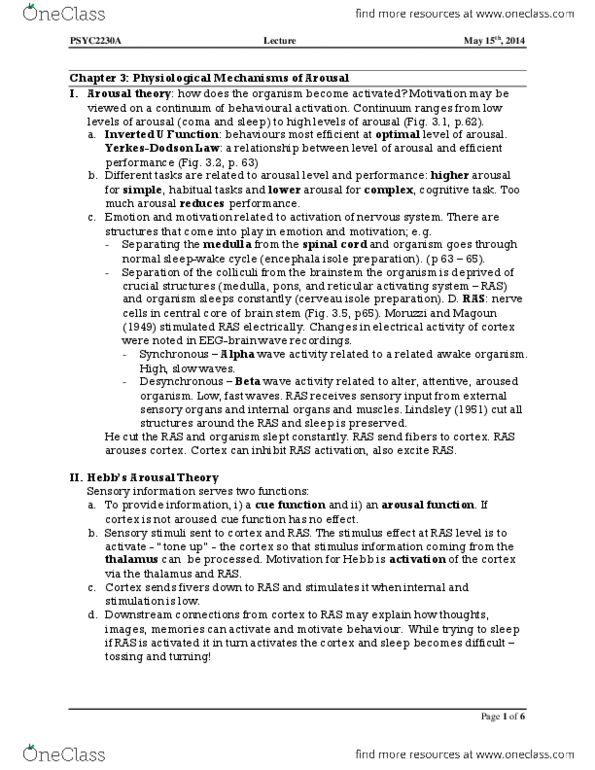 PSYC 2230 Lecture Notes - Alpha Wave, Delta Wave, Thymus thumbnail