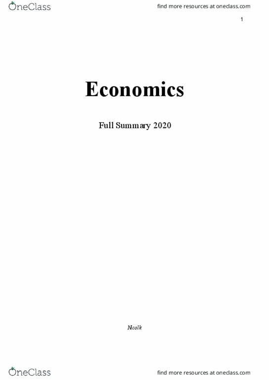 Economics ECON S - 1920 Chapter Notes - Chapter entire document: Budget Constraint, Marginal Product, Medes thumbnail