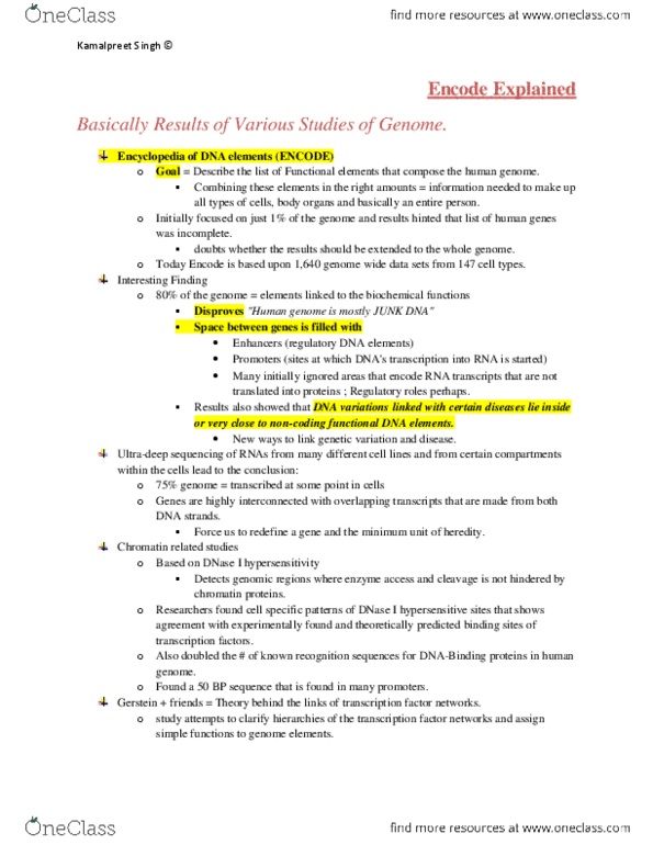 BIO207H5 Lecture Notes - Deoxyribonuclease I, Noncoding Dna, Transcription Factor thumbnail