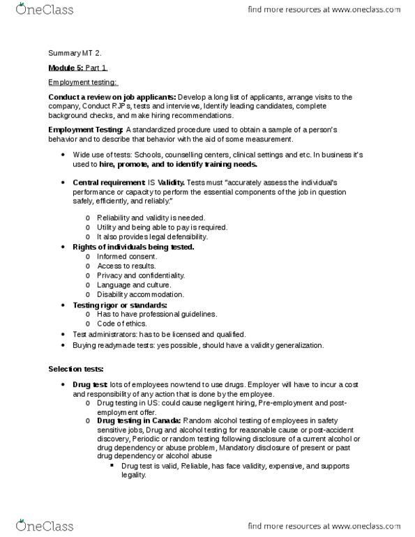 HRM 3470 Chapter Notes - Chapter 5: Job Sharing, 360-Degree Feedback, Regression Analysis thumbnail