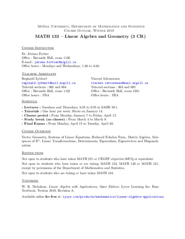 Syllabus for MATH 133 Jerome Fortier thumbnail