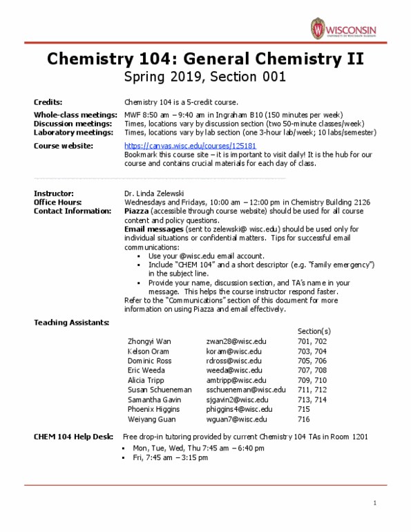 Syllabus for CHEM 104 Linda Zelewski thumbnail