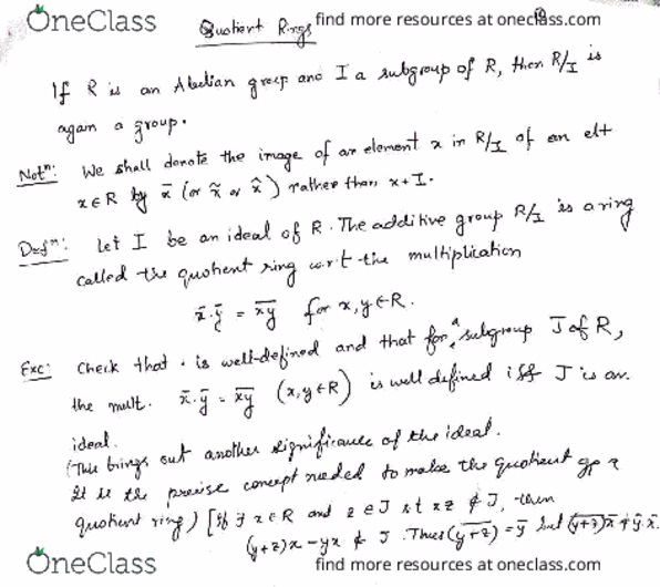 ALG-I Lecture 3: Quotient rings, Ideals thumbnail