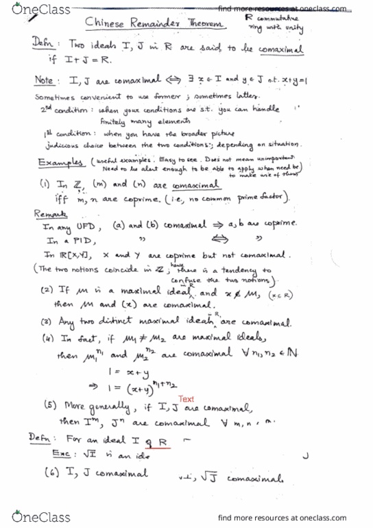 ALG-I Lecture 4: Chinese remainder theorem thumbnail