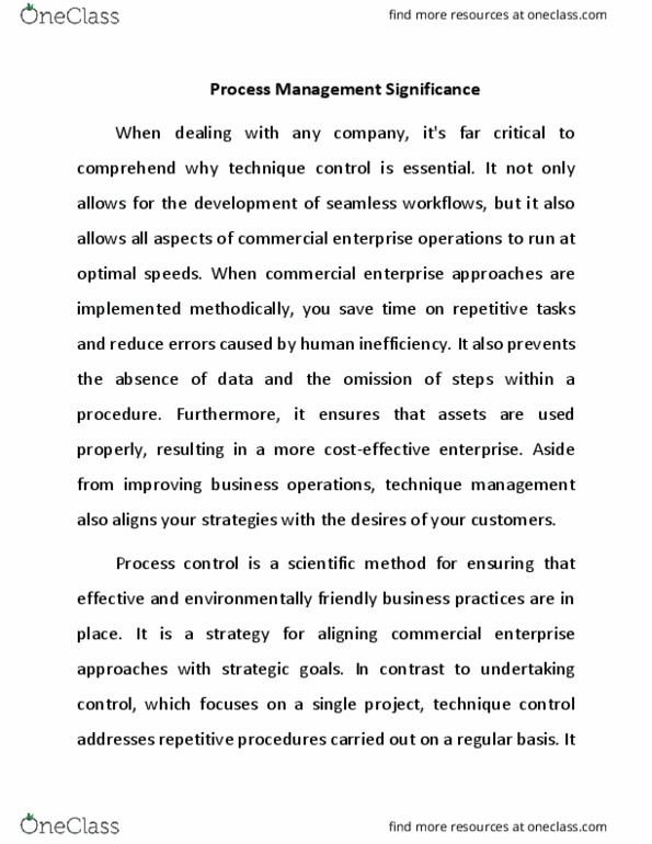 BUSINESS MANAGEMENT Lecture Notes - Lecture 2: Process Control, Scientific Method thumbnail