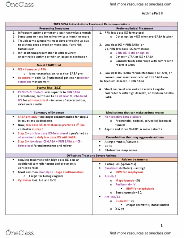 PHPR 2813 Study Guide Spring 2022, final Formoterol, Obstructive