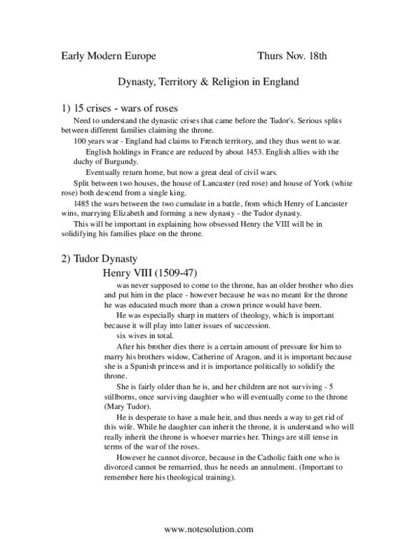 HIS243H1 Lecture : Dynasty, Territory & Religion in England thumbnail